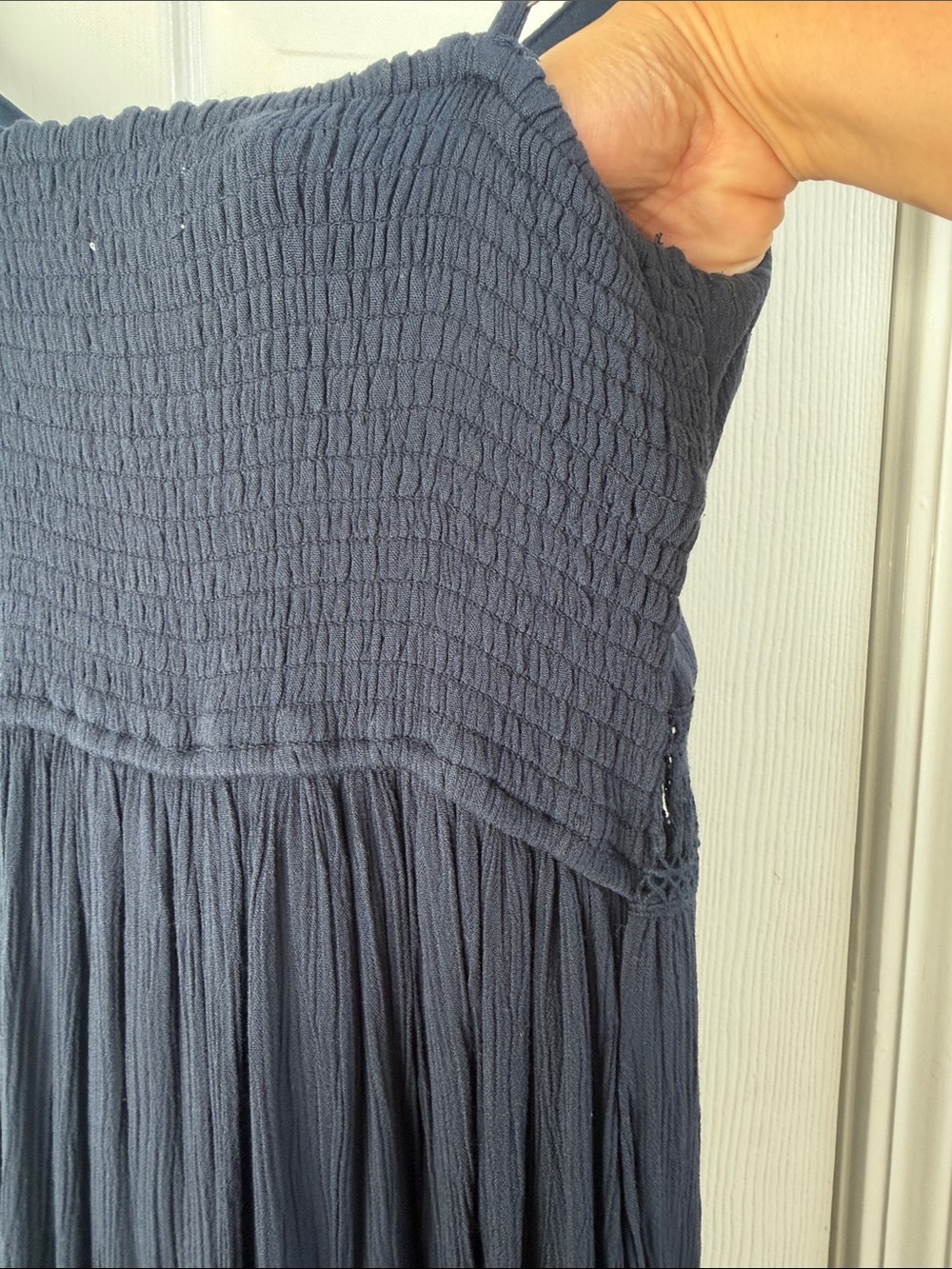 Abercrombie & Fitch Navy Crochet-Trim Maxi Dress - Picture 7 of 8